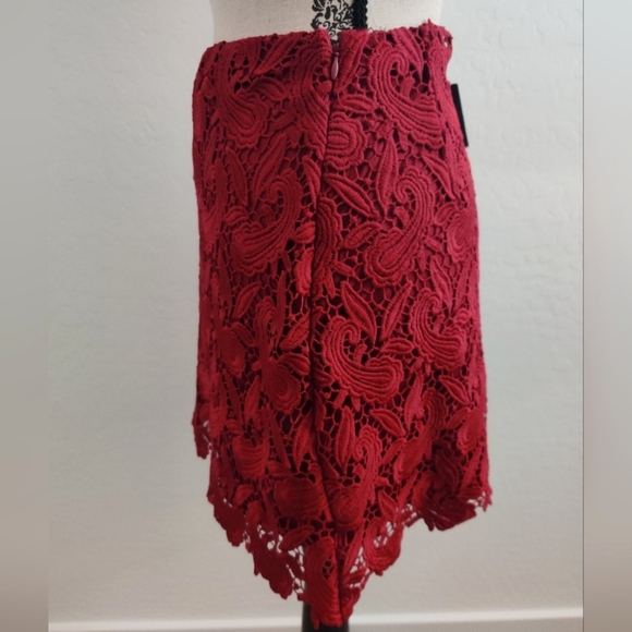 🆕 Express Fairycore Deep Red paisley lace Midi Skirt (2) - Picture 4 of 7